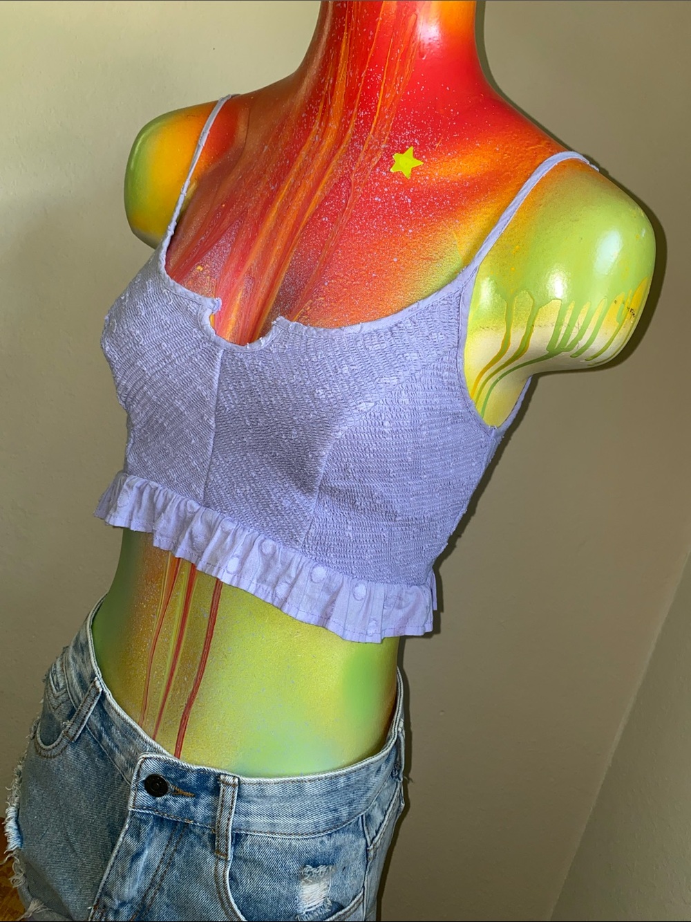 Urban Outfitters Lavender Textured Cropped Cami - Picture 3 of 9
